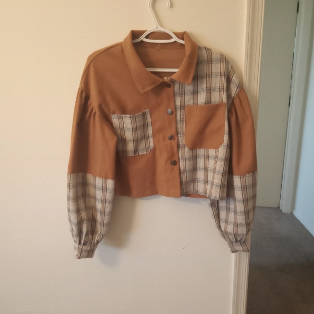 Tan and Plaid Button Up Shirt